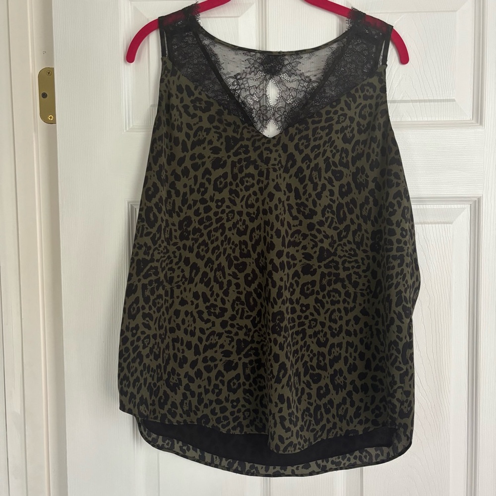Express Black and Brown Leopard Print Tank Top